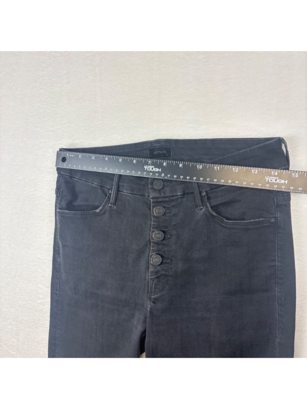 Mother 29 The Pixie Ankle Fray Jeans Button Fly Black Denim - Picture 3 of 8